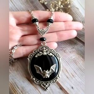 Black Gothic Bat Pendant Necklace